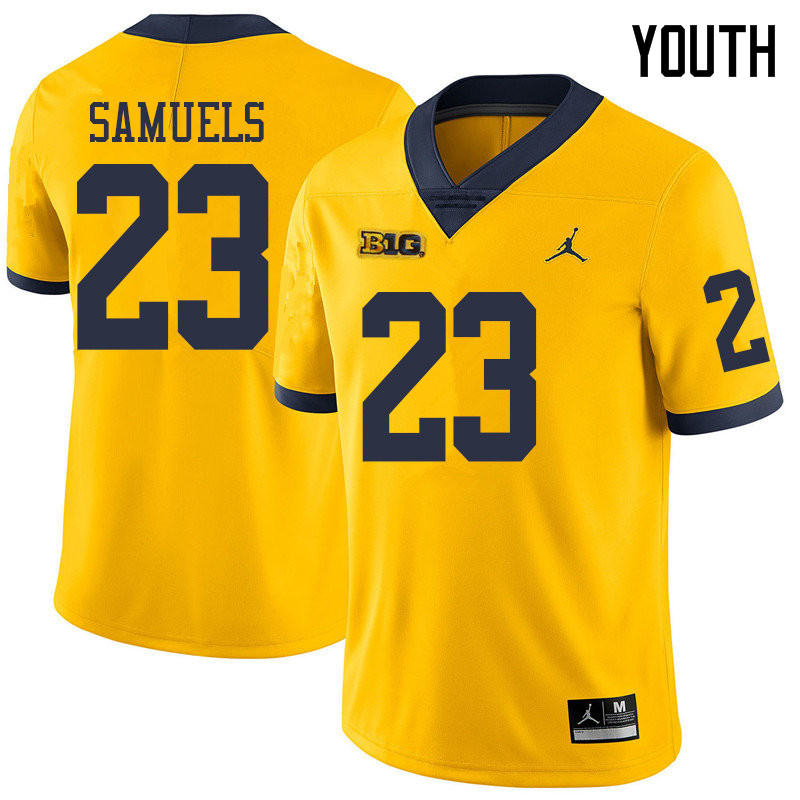 Jordan Brand Youth #23 O'Maury Samuels Michigan Wolverines College Football Jerseys Sale-Yellow